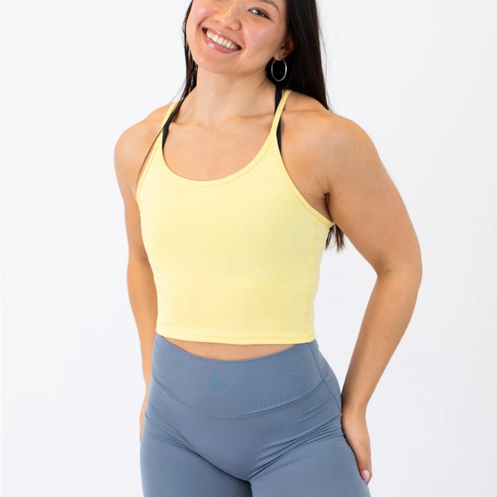 Fleo Yellow Sports Bra Racerback switch up crop medium